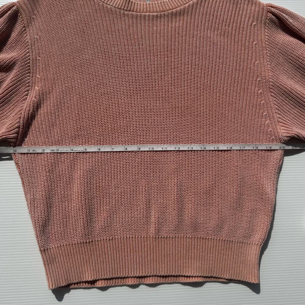 YFB Young Fabulous Broke Knit Sweater Apricot Pink Balloon Sleeve Women’s Medium - Picture 9 of 16